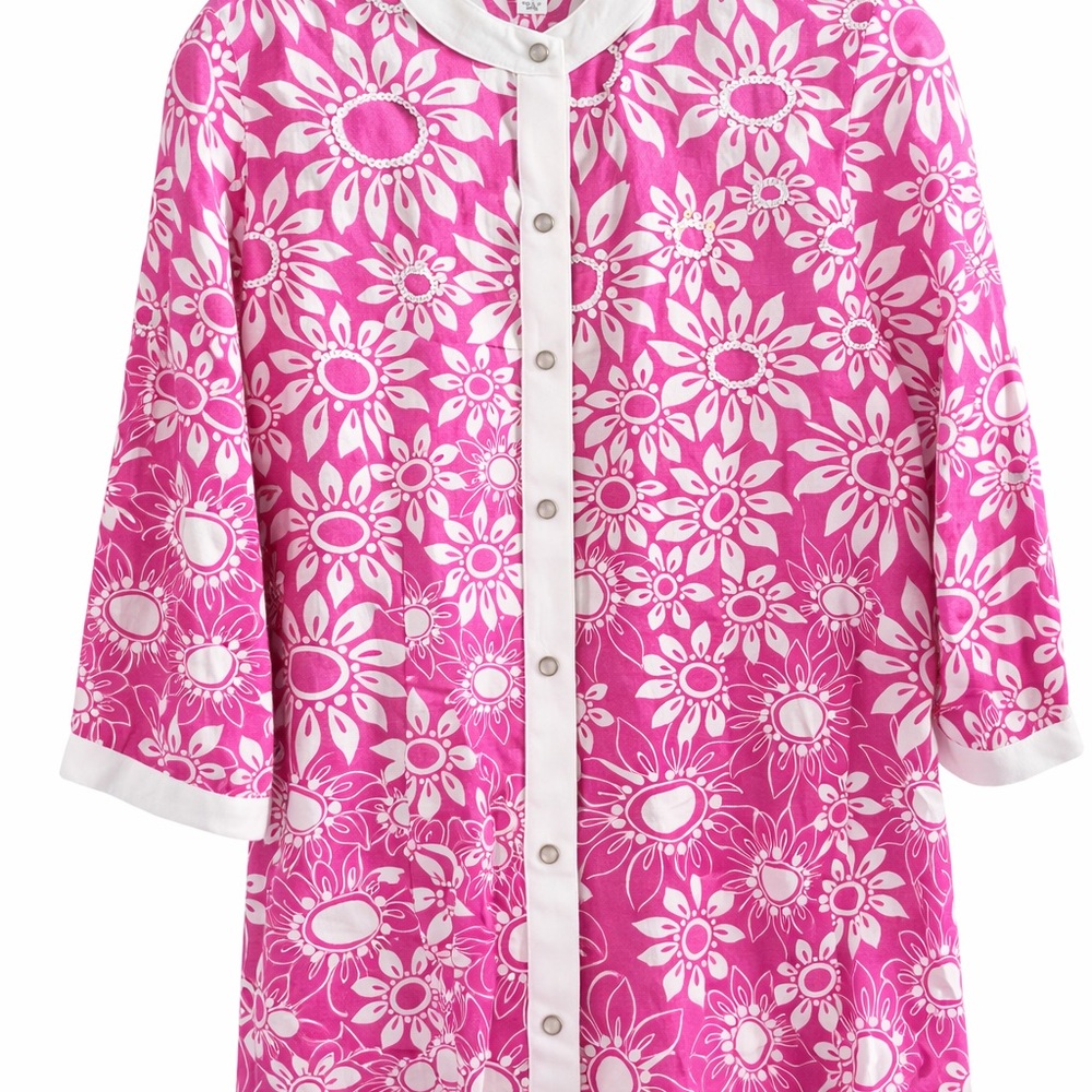 Vintage Bob Mackie Wearable Art pink floral Blouse